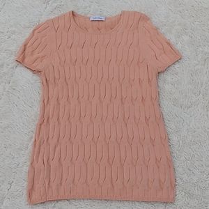 Calvin Klein Short sleeve Sweater Sz S peach